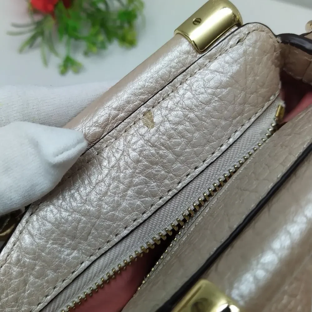 Coach Madison Pinnacle Pink Pebbled Leather Double Handles Satchel Shoudler Bag